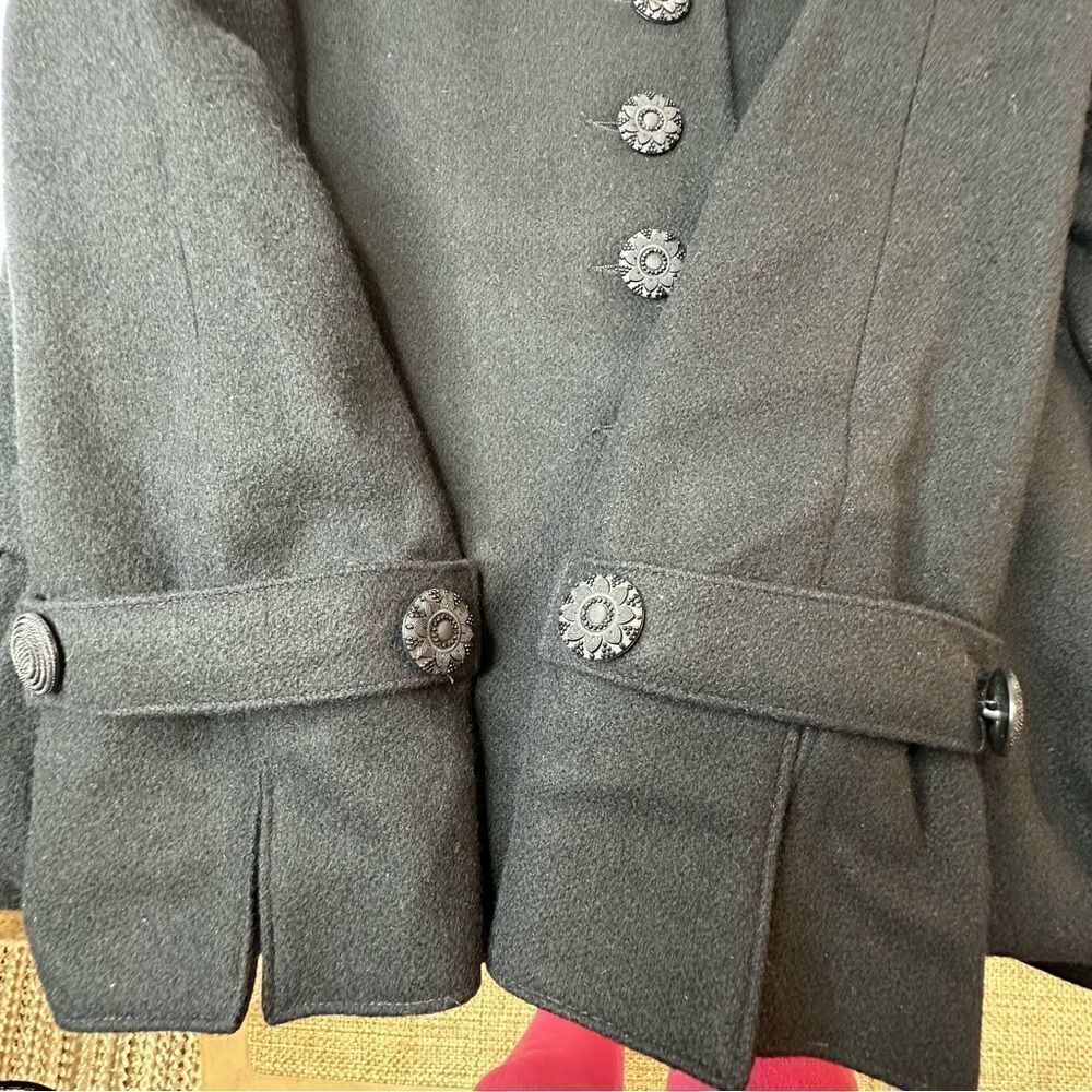 ALORNA Vintage Black Wool Blend Hip Length Coat Size L XL - Picture 8 of 16